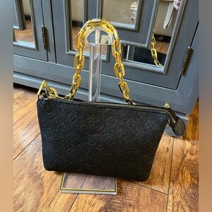 Denim Elegant Black Women's Bag with Gold Chain